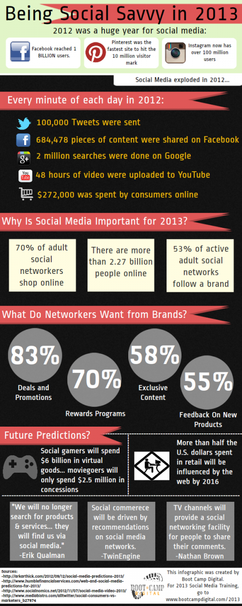 Being Social Savvy in 2013 Infographic