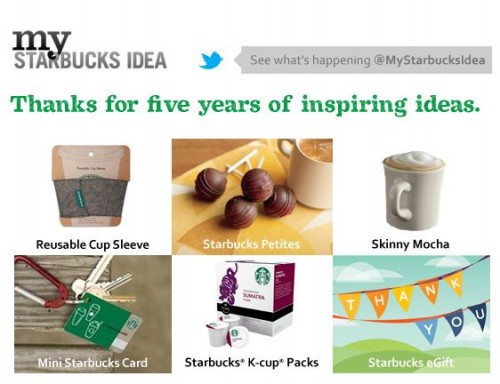Starbucks1 500x384 My Starbucks Idea: 5 Years Of Inspiring Ideas